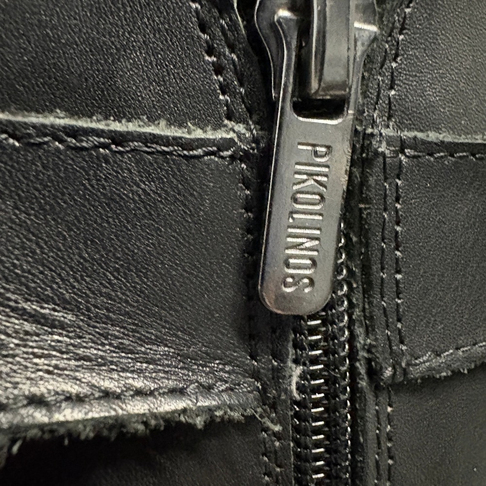 Pikolinos Vicar Leather Combat Boots 38 Black‎ Studded Buckle Ankle Womens - Picture 10 of 15